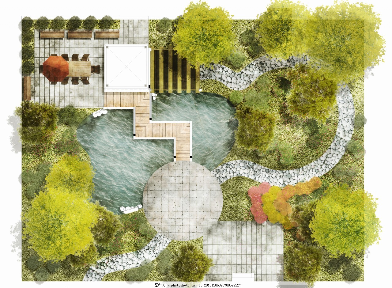 庭院設計彩色平圖 實用與美學的完美結(jié)合